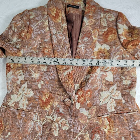 Valerie Stevens women's fall blazer textured autumn leaves one button Size 12 - Picture 11 of 12